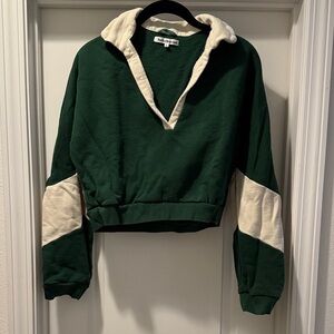 reformation Green and Cream Pullover Sweater